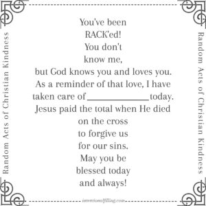 Random Act of Christian Kindness Cards | Intentional Filling