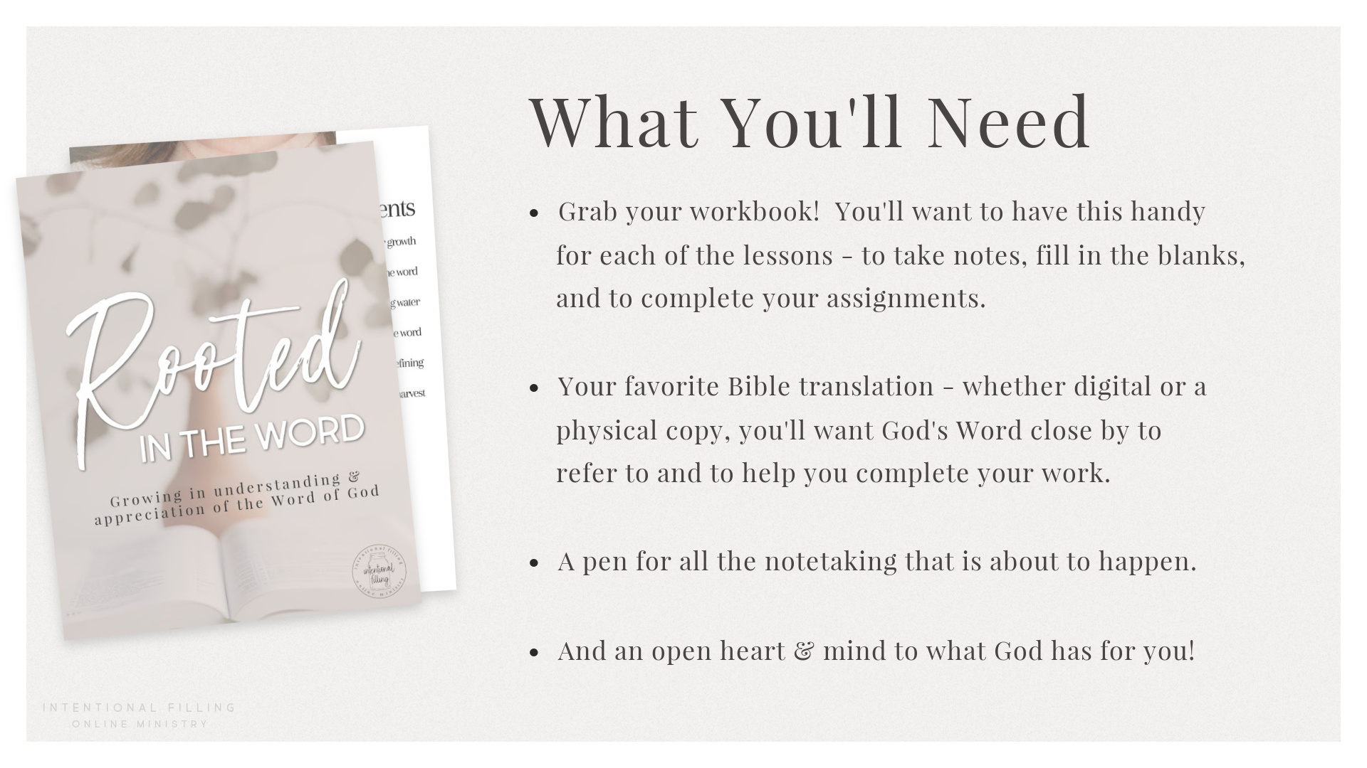Rooted in the Word Course - What You'll Need | Intentionalfilling.com