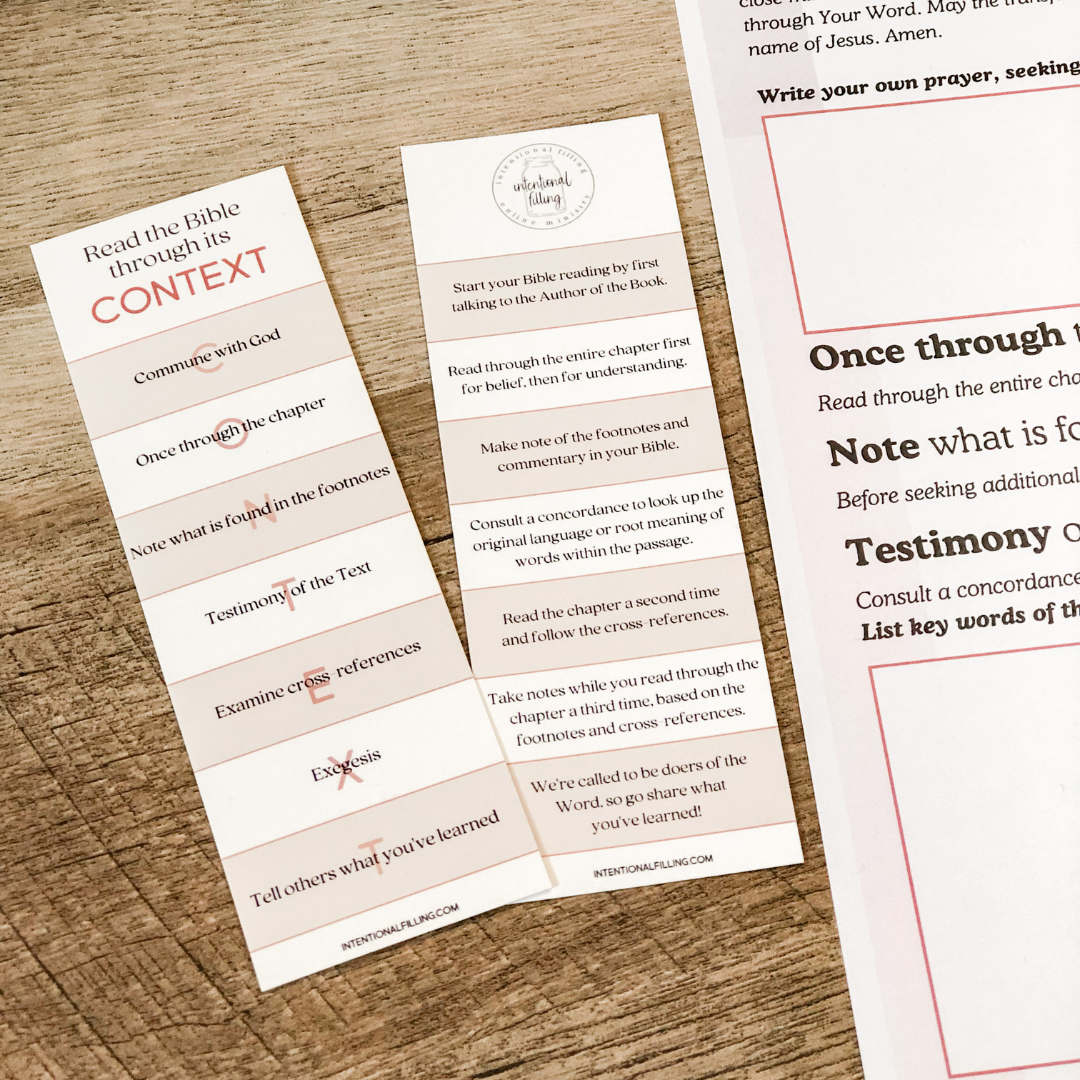 CONTEXT Bookmark | Intentionalfilling.com